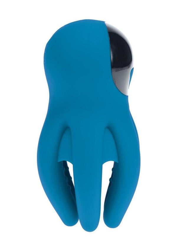 Levelz Digital Vibrating Silicone Rechargeable Penis Head Stimulator with Tentacles - Teal