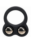 Levelz Liquid Silicone Double Weighted Ball Cock Ring - Black