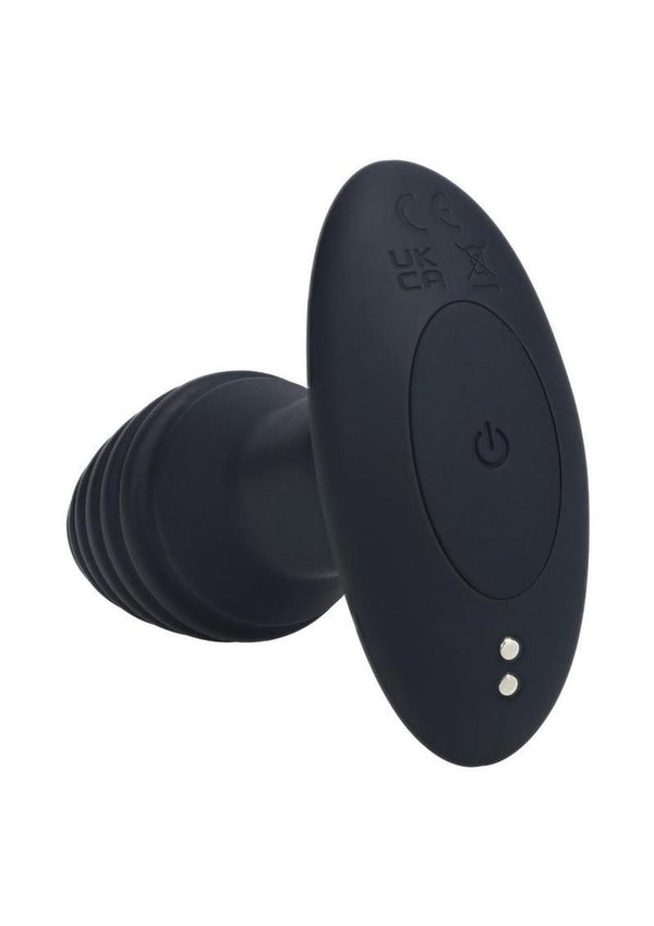 Levelz Vibrating and Rotating Ribbed Silicone Rechargeable Anal Plug with Remote Control