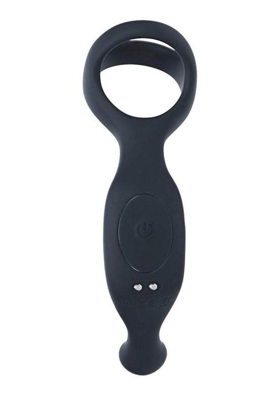 Levelz Vibrating Silicone Rechargeable Prostate Stimulator with Tri O Cock Ring - Black