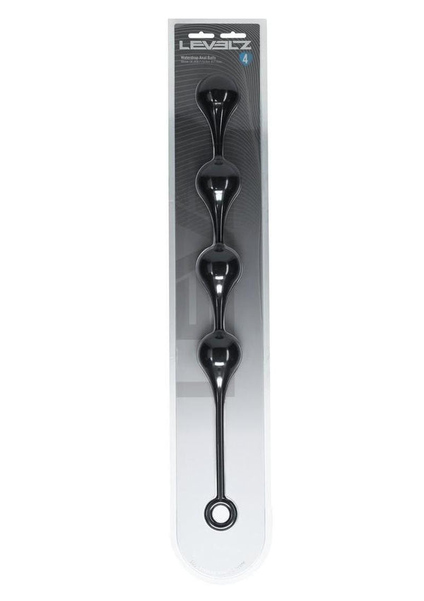 Levelz Waterdrop Silicone Anal Balls - Black - XLarge - 50mm