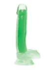 Lollicock Glow In The Dark Silicone Dildo with Balls - Glow In The Dark/Green - 7in