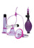 Lux Fetish Vibrating Nipple Suckers with Clitoral Pump and Quick Release - Purple/Silver