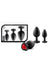 Luxe Bling Butt Plugs Silicone Training Kit with Red Gems (3 Size Kit - Black/Red