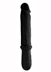 Master Series 8x Auto Pounder Rechargeable Silicone Vibrating and Thrusting Dildo with Handle - Black - 10in