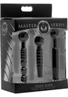 Master Series Dark Rods 3 Piece Silicone Penis Plug - Black - Set