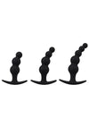 Mood Naughty Beaded Trainer Silicone Anal Plug - Black - 3 Piece Set