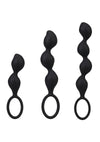 Mood Naughty Contour Beads Trainer Silicone Anal Plug - Black - 3 Piece Set