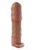 Natural Realskin Vibrating Uncircumcised Penis Extender with Scrotum Ring - Brown/Chocolate