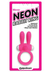 Neon Silicone Vibrating Rabbit Ring - Pink/White