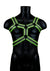 Ouch! Bonded Leather Body Harness - Black/Glow In The Dark/Green - Large/XLarge