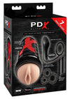 Pipedream Extreme Elite Ass-Gasm Vibrating Kit Masturbator with Bullets - Pussy - Black/Vanilla