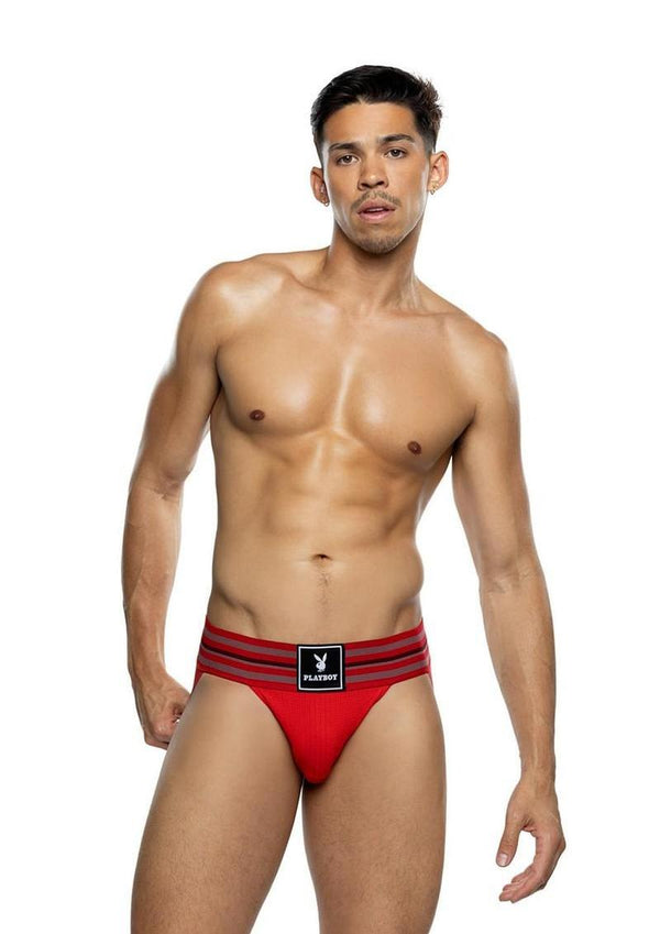 Playboy Men's Locker Room Classic Jock - Red - XLarge