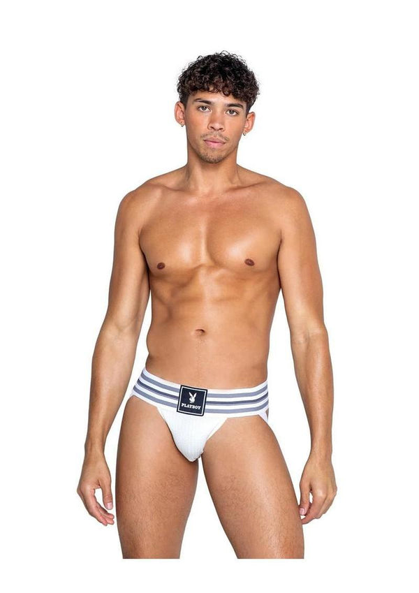 Playboy Mens Locker Room Classic Jock - White - Medium
