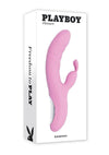 Playboy Rub Me Right Rechargeable Silicone Thrusting G-Spot Rabbit Vibrator - Pink