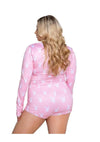 Playboy Slumber Bunny Romper - 1xlarge - Pink/White - Queen/XXLarge
