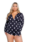 Playboy Slumber Bunny Romper - Black/White - 3XLarge/4XLarge