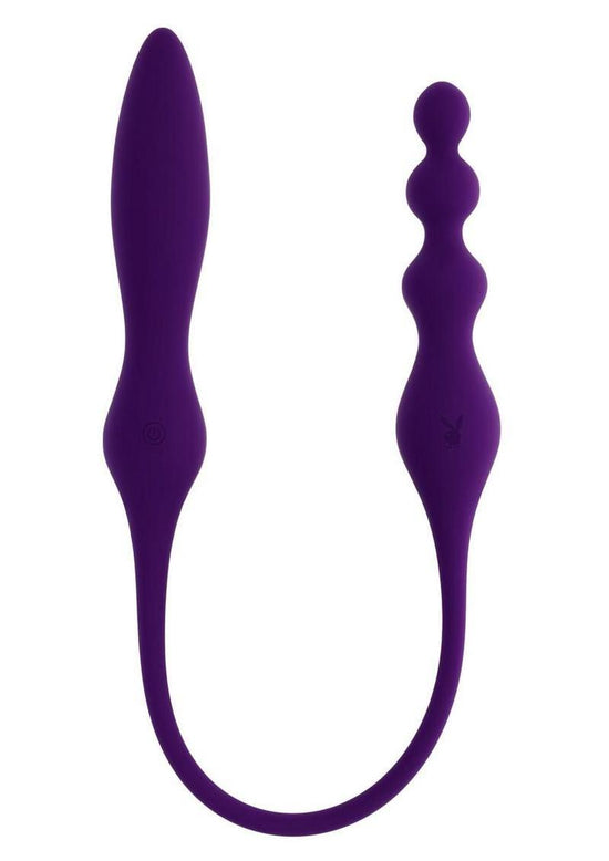 Playboy This and That Rechargeable Silicone Dual End Anal Plug and Vibrator - Purple