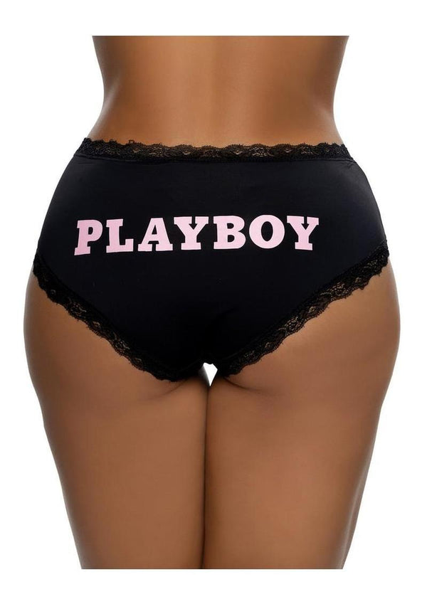 Playboy Ultra Soft Panty - Black/Pink - Large/XLarge