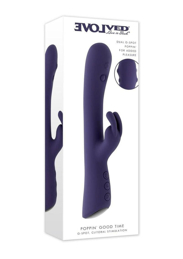 Poppin Good Time Rechargeable Silicone Rabbit Vibrator - Purple