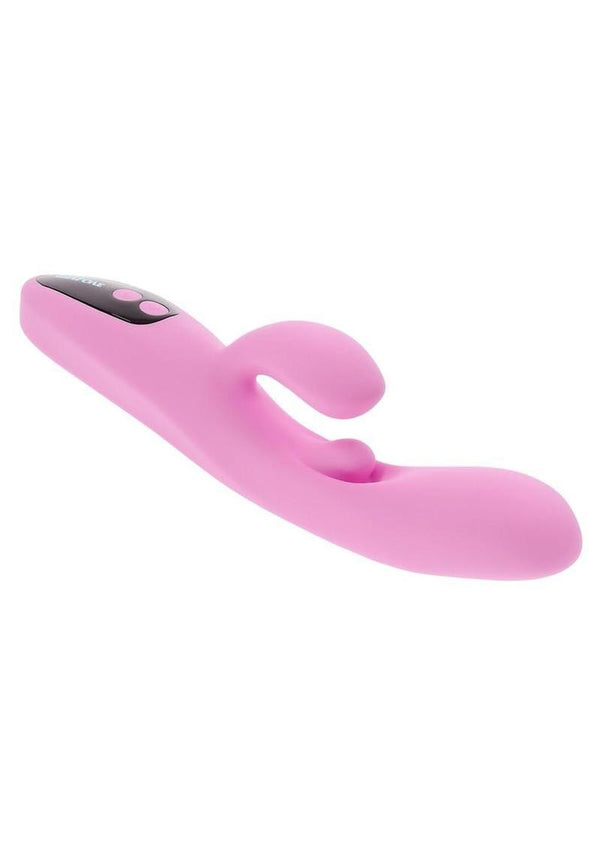 Push The Button Rechargeable Silicone Rabbit Vibrator with Clitoral Stimulator