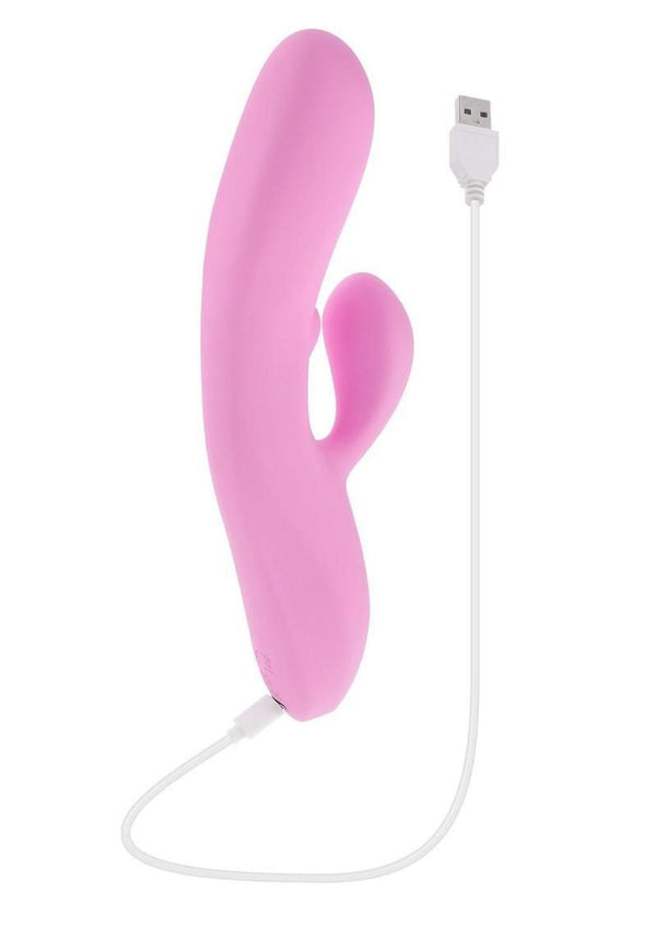 Push The Button Rechargeable Silicone Rabbit Vibrator with Clitoral Stimulator