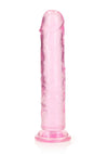 Realrock Crystal Clear Straight No Balls Dildo - Clear/Pink - 7in