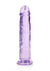 Realrock Crystal Clear Straight No Balls Dildo - Clear/Purple - 9in