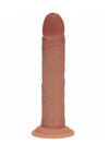 Realrock Dual Layered Rechargeable Silicone Curved Realistic Vibrating Dildo with Suction Cup
