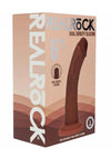 Realrock Dual Layered Silicone Curved Realistic Dildo with Suction Cup - Chocolate - 6in