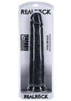 Realrock Ultra Realistic Skin Extra Large Straight Dildo with Suction Cup - Chocolate - 15in