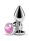 Rear Assets Silver Anal Plug - Pink Gem - Medium