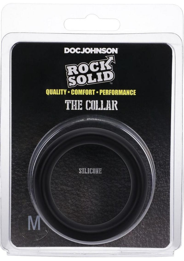 Rock Solid The Silicone Collar Cock Ring - Black - Medium