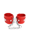 Rouge Plain Leather Adjustable Ankle Cuffs - Red