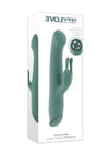 Satin Swirl Rechargeable Silicone Rabbit Vibrator with Clitoral Stimulator - Green