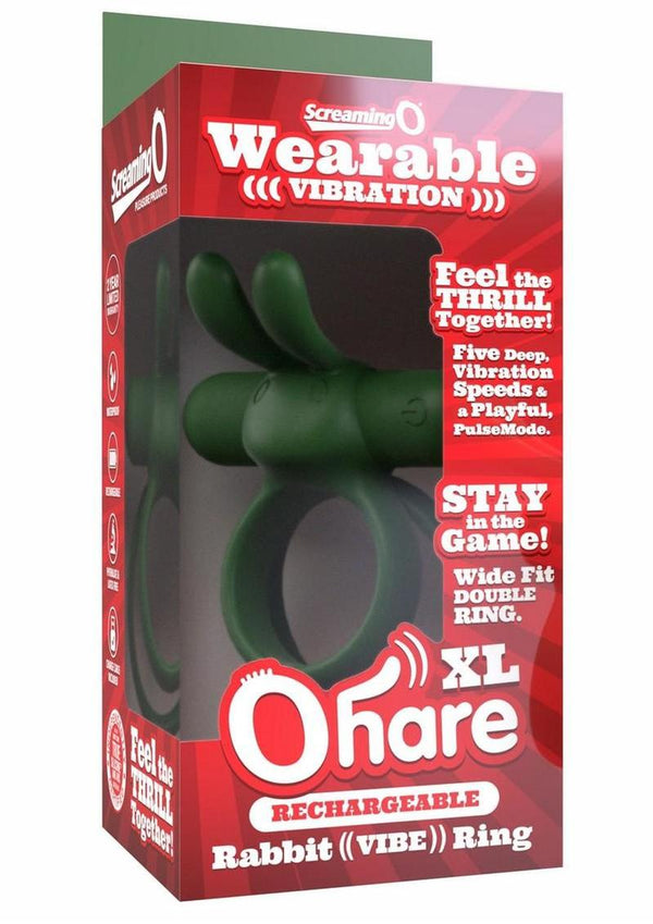 Screaming O Ohare XL Rechargeable Silicone Vibrating Cock Ring - Green - XLarge