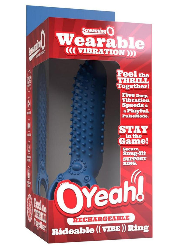 Screaming O Oyeah Rechargeable Silicone Cock Ring - Blue