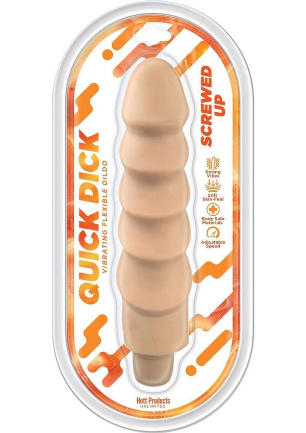 Screwed Up Quick Dick Vibrating Flex Dildo - Vanilla - 8in