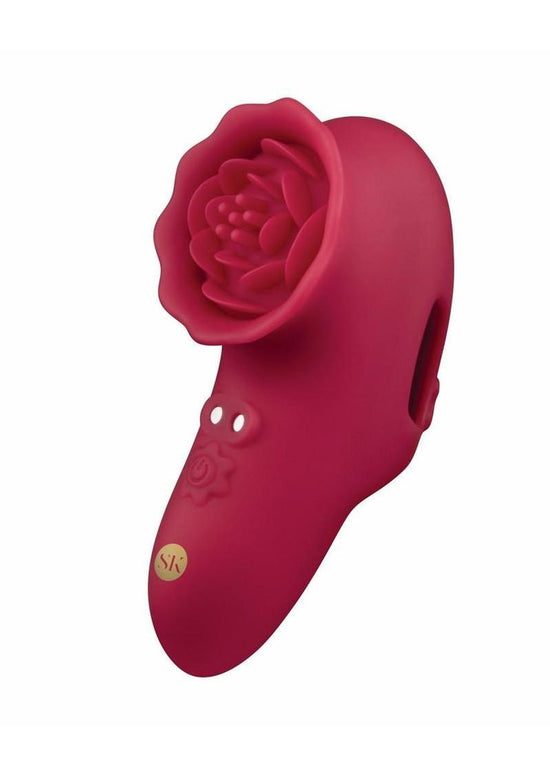 Secret Kisses Rosegasm Playful Petal Rechargeable Silicone Finger Vibrator - Red