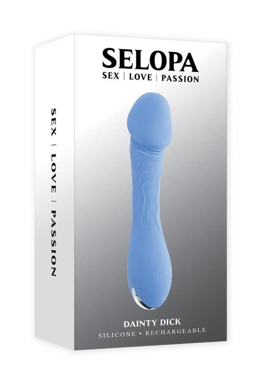 Selopa Dainty Dick Rechargeable Silicone Vibrating Dildo - Blue