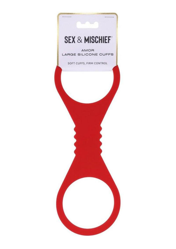 Sex and Mischief Amor Silicone Cuffs - Red - Large