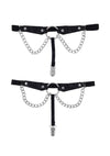 Sex and Mischief Chain Lace Garters - Black/Silver