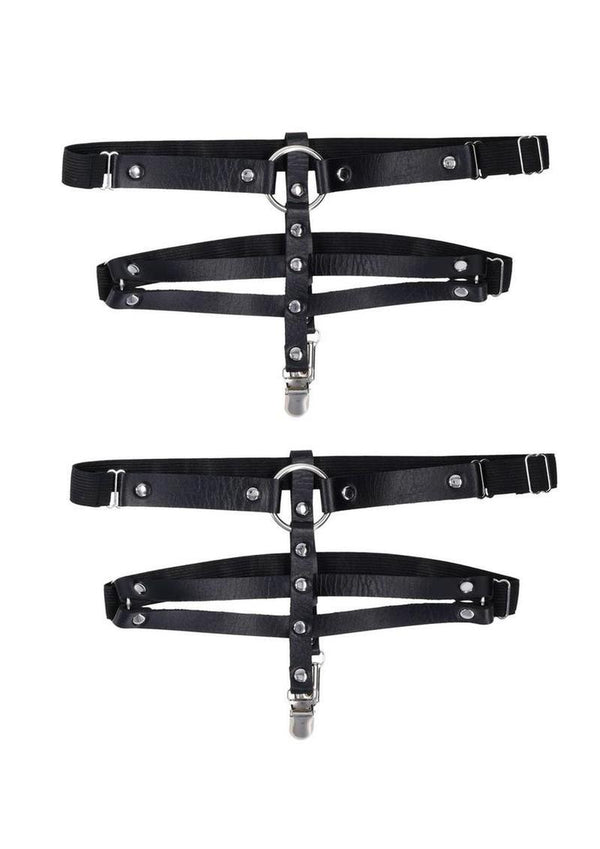 Sex and Mischief Shadow Garters - Black/Silver