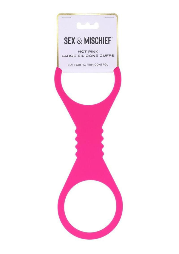 Sex and Mischief Silicone Cuffs - Hot Pink/Pink - Large