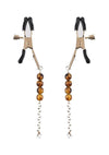 Sincerely Amber Beaded Nipple Clamps - Animal Print/Gold