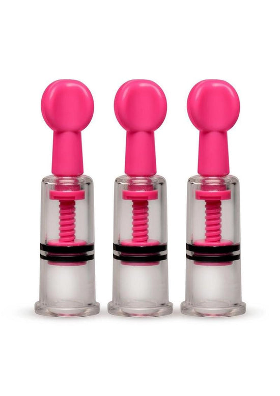 Size Matters Maxtwist Clit and Nipple Triple Sucker - Pink - Set