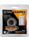 Stay Hard Vibrating Rechargeable Cock Ring Set with Beaded Sleeve - Multicolor