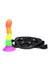 Strap U Proud Rainbow Silicone Dildo with Harness - Multicolor