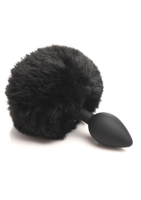 Tailz Fluffy Bunny Tail Silicone Plug - Black