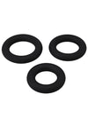 Titanmen Silicone Cushioned Cock Ring - Black - 3 Piece/Set
